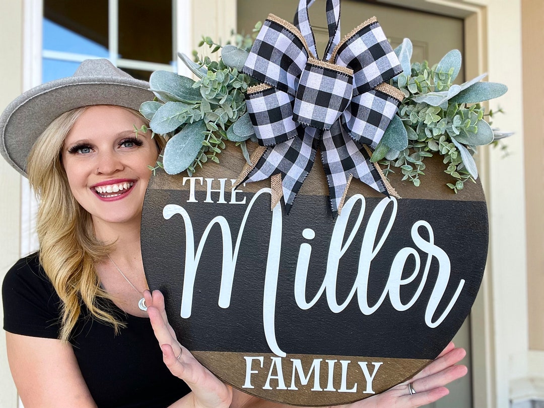 Front Door Decor Last Name/family Year Round Wreath Door Etsy