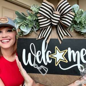 Front Door Decor | Welcome Sign | Army/Military | Front Door Wreath | Front Door Sign | Front Door Hanger | Year Round Wreath | Home Decor