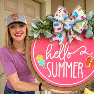 Summer Front Door Decor | Hello Summer | Summer Door Hanger | Summer Wreath | Summer Door Wreath | Summer Porch Decor | Summer Sign