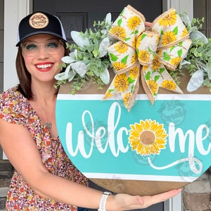 Front Door Decor | Front Door Wreath | Welcome Sign | Sunflower | Front Door Sign | Welcome Door Hanger | Year Round Door Hanger | Sunflower