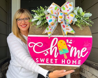 Summer Front Door Decor | Home Sweet Home | Popsicles | Summer Door Hanger | Summer Wreath | Summer Door Wreath | Summer Door Sign | Summer