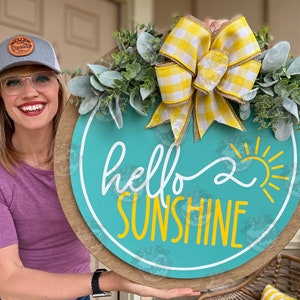 Summer Front Door Decor | Hello Sunshine | Summer Door Hanger | Summer Wreath | Summer Door Wreath | Summer Porch Decor | Summer Sign