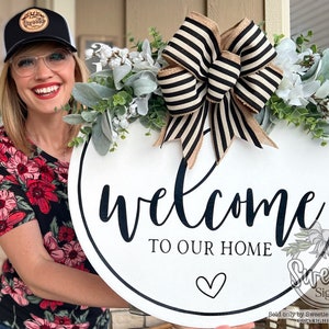 Front Door Decor | Front Door Wreath | Welcome Sign | Welcome To Our Home | Front Door Sign | Welcome Door Hanger | Year Round Door Hanger