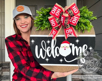 Christmas Front Door Decor | Merry Christmas | Christmas Wreath | Christmas Decor | Christmas Sign | Christmas Door Wreath | Santa