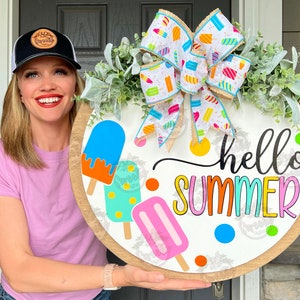 Summer Front Door Decor | Hello Summer | Summer Door Hanger | Summer Wreath | Summer Door Wreath | Summer Porch Decor | Summer Sign