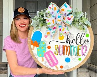 Summer Front Door Decor | Hello Summer | Summer Door Hanger | Summer Wreath | Summer Door Wreath | Summer Porch Decor | Summer Sign