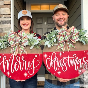 Christmas Front Door Decor | Christmas Double Door Wreath | Merry Christmas | Christmas Decor | Christmas Sign | Christmas Front Door Wreath