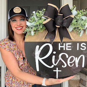 Easter Front Door Decor | Jesus Sign | He Is Risen | He Is Risen Cross | Easter Front Door Wreath | Easter Door Hanger | Easter Door Wreath