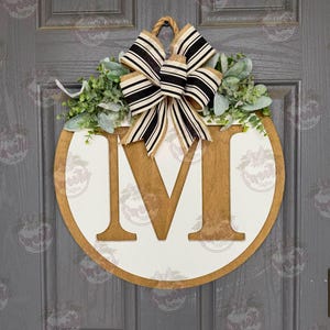 Colgante para puerta principal / Corona para puerta principal / Inicial del apellido / Letrero para puerta principal / Corona para todo el año / Letrero con apellido / Personalizado imagen 9