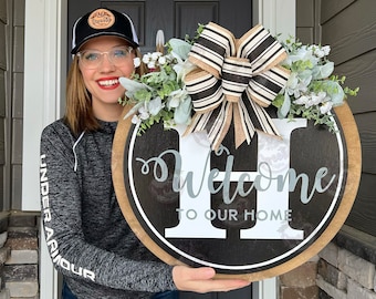 Front Door Decor | Front Door Wreath | Last Name/Family | Front Door Sign | Front Door Hanger | Year Round Wreath | Home Decor |Personalized