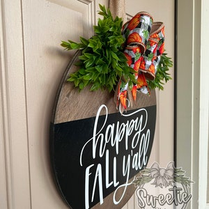 Fall Front Door Decor Happy Fall Y'all Fall Door Hanger Fall Wreath Fall Front Door Wreath Fall Sign Fall Welcome Sign image 8