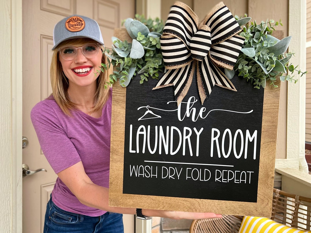 Laundry Room Sign Wash Dry Fold Repeat Laundry Room Decor - Etsy