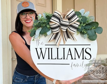 Front Door Decor | Last Name/Family | Personalized Welcome Sign | Front Door Wreath | Personalized Door Hanger | Door Wreath | Housewarming