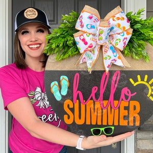 Summer Door Decor | Hello Summer | Flip Flops | Summer Door Hanger | Summer Wreath | Summer Door Wreath | Summer Door Sign | Summer