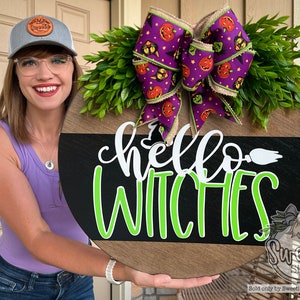 Halloween Front Door Decor | Hello Witches | Halloween Wreath | Halloween Decor | Halloween Door Hanger | Halloween Door Sign