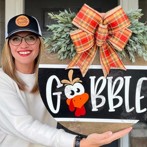 Thanksgiving Front Door Decor | Gobble | Turkey Front Door Wreath | Thanksgiving Door Hanger | Thanksgiving Decor | Thanksgiving Door Wreath