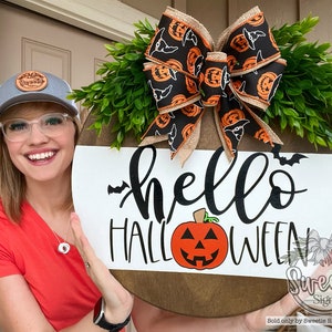 Halloween Front Door Decor | Halloween Wreath | Hello Halloween | Halloween Decor | Halloween Door Hanger | Door Wreath | Jackolantern