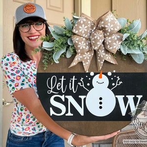 Winter Front Door Decor | Let It Snow | Snowman Front Door Wreath | Winter Wreath | Winter Door Wreath | Winter Sign