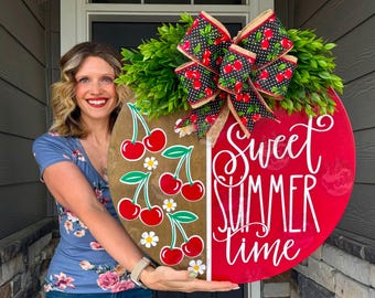 Summer Front Door Decor | Cherry | Summer Door Hanger | Summer Wreath | Summer Door Wreath | Summer Porch Decor | Summer Sign