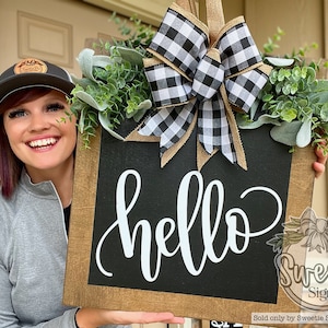 Front Door Decor | Hello | Front Door Sign | Door Sign | Door Hanger | Year Round Wreath | Door Wreath | Housewarming Gift | Home Decor