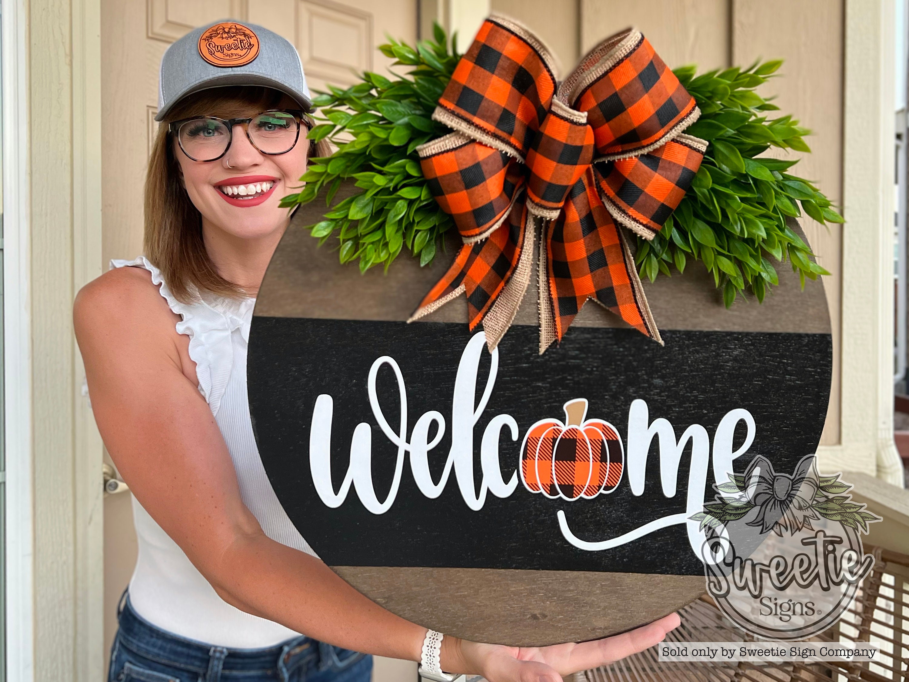 Fall Front Door Decor | Fall Door Hanger | Fall Welcome Sign | Pumpkin Door Hanger | Fall Door Wreath | Fall Porch Decor
