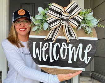 Front Door Decor | Front Door Wreath | Welcome Sign | Front Door Sign | Welcome Door Hanger | Year Round Door Hanger | Home Decor