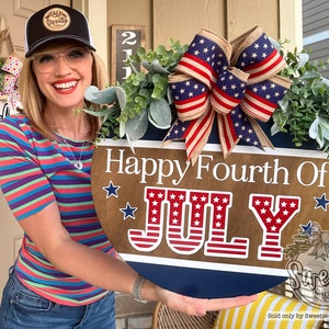 Fourth of July Front Door Decor | Fourth of July Wreath | Welcome | American Flag | Fourth of July Door Hanger | Fourth of July Door Wreath