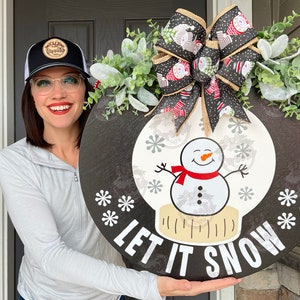 Winter Front Door Decor | Let It Snow | Snowman Front Door Wreath | Winter Wreath | Winter Door Wreath | Winter Door Sign | Winter Decor