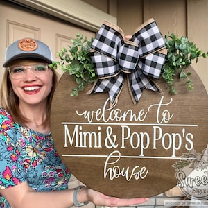 Front Door Decor | Front Door Wreath | Welcome To Grandma And Grandpa&#39;s House | Front Door Sign | Door Wreath | Grandparents Gift