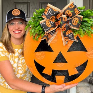 Halloween Front Door Decor | Halloween Front Door Sign | Jack-o-lantern | Halloween Door Hanger | Jack-O-Lantern Face | Halloween Sign