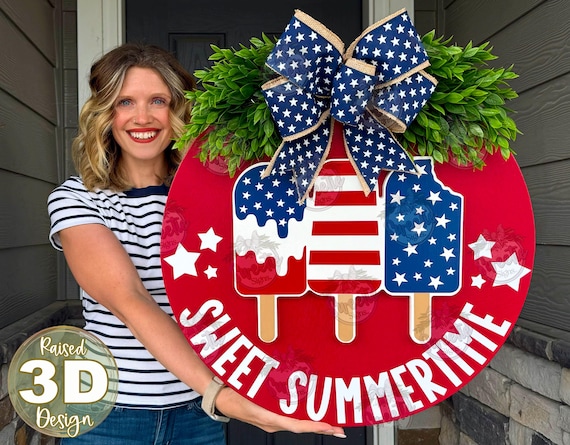 Fourth of July Front Door Hanger | Patriotic Popsicles | Happy 4th Of July | Fourth of July | 4th Of July Hanger | 4th of July Door Wreath