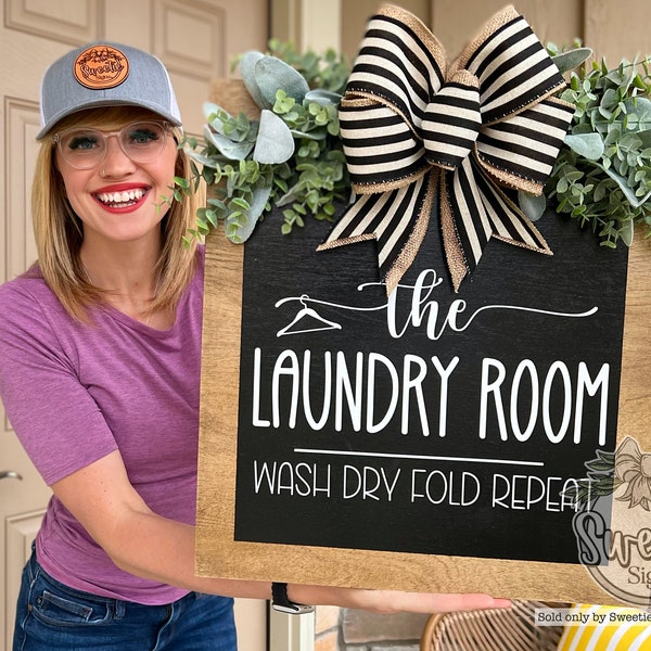 Laundry Room Sign | Wash Dry Fold Repeat | Laundry Room Decor | Laundry Room | Wood Wall Art | Home Decor | Housewarming Gift