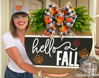 Fall Front Door Decor | Hello Fall | Fall Door Hanger | Fall Welcome Sign | Fall Door Hanger | Fall Door Wreath | Fall Door Sign