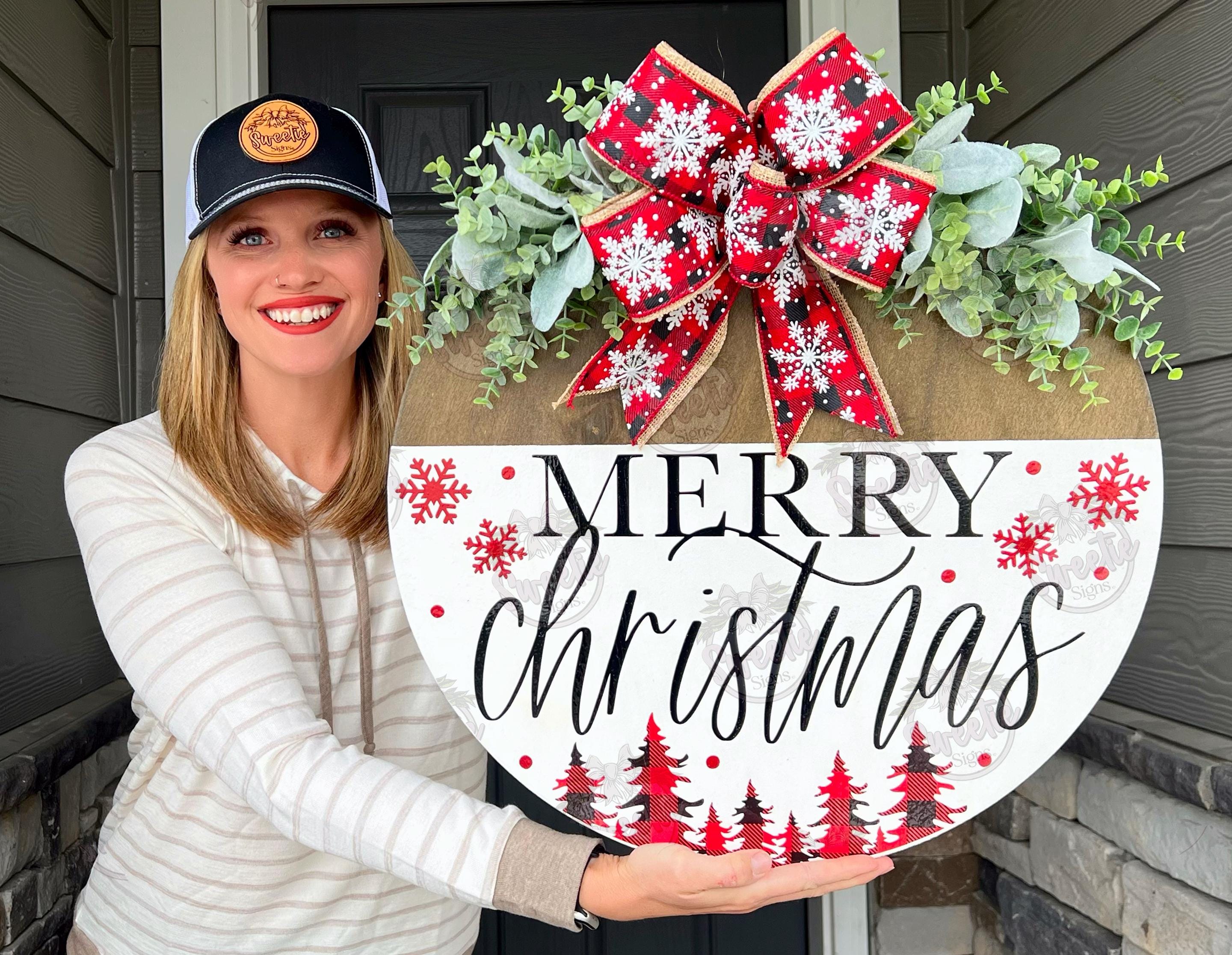 Christmas Front Door Decor | Merry Christmas | Christmas Wreath | Christmas Decor | Christmas Door Hanger | Christmas Door Wreath