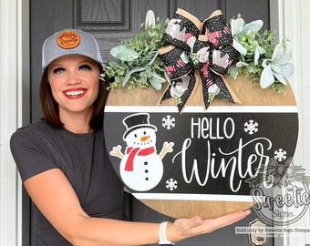 Winter Front Door Decor | Let It Snow | Snowman Front Door Wreath ...