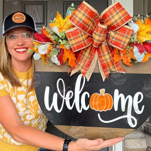 Fall Front Door Decor | Fall Door Hanger | Fall Welcome Sign | Pumpkin Door Hanger | Fall Door Wreath | Fall Porch Decor | Fall Door Sign