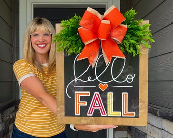 Fall Front Door Decor | Hello Fall | Fall Front Door Sign | Fall Door Sign | Fall Door Hanger | Fall Decor | Fall Door Wreath | Fall Porch