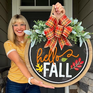 Fall Front Door Decor | Hello Fall | Fall Door Hanger | Fall Welcome Sign | Fall Door Hanger | Fall Door Wreath | Fall Door Sign