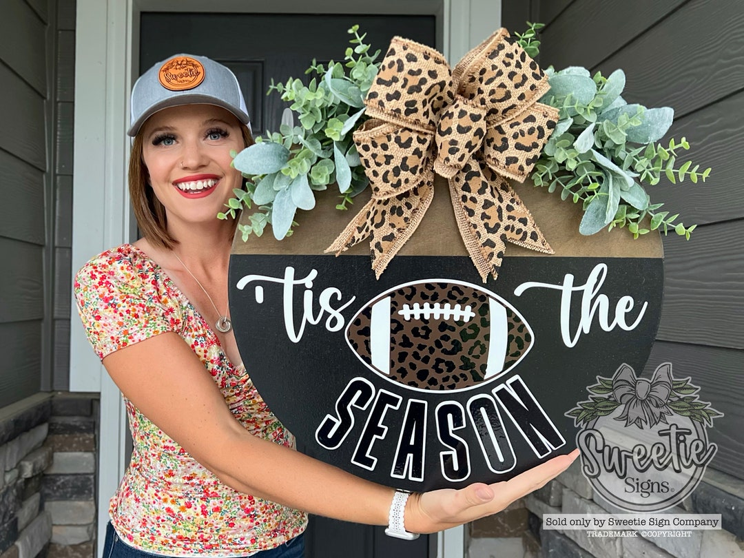 Football Front Door Decor Tis the Season Football Sign Sports Sign