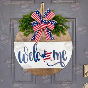 Fourth of July Front Door Hanger | Fourth of July Wreath | Welcome | American Flag | Fourth of July Door Hanger | Fourth of July Door Wreath image 10