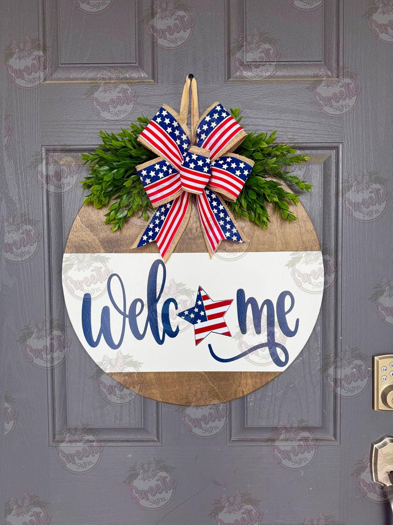 Fourth of July Front Door Hanger | Fourth of July Wreath | Welcome | American Flag | Fourth of July Door Hanger | Fourth of July Door Wreath image 10