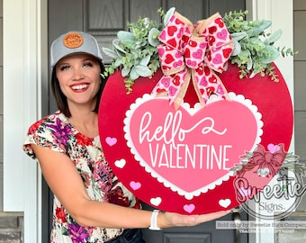 Valentines Front Door Decor | Happy Valentine's Day | Valentines Wreath | Valentines Door Hanger | Valentine's Door Sign | Valentines Hanger