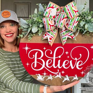 Christmas Front Door Decor | Merry Christmas | Believe | Christmas Wreath | Christmas Decor | Christmas Sign | Christmas Door Wreath