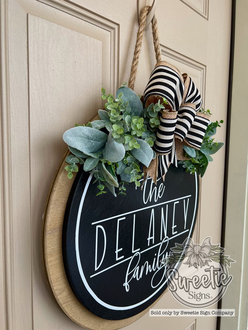 Front Door Decor Front Door Wreath Last Name/Family Front Door Sign Front Door Hanger Year Round Wreath Home Decor image 7