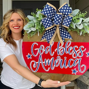 Fourth of July Front Door Decor | Fourth of July Wreath | God Bless America | Fourth of July Door Hanger | Fourth of July Door Wreath