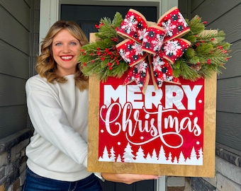 Christmas Front Door Decor | Merry Christmas | Christmas Wreath | Christmas Decor | Christmas Sign | Christmas Door Wreath | Christmas