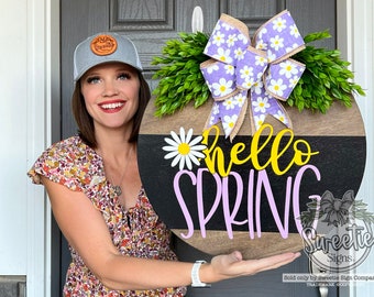 Spring Front Door Decor | Hello Spring Wreath | Spring Wreath | Daisy | Spring Front Door Wreath | Spring Door Hanger | Spring Door Wreath