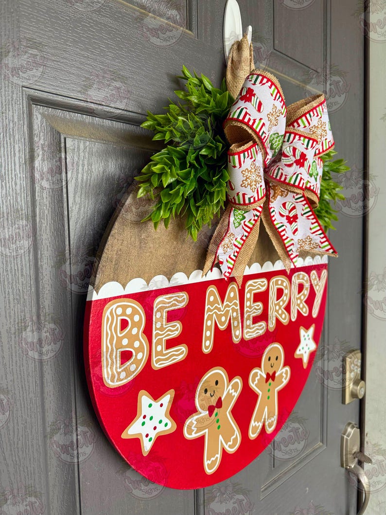 Christmas Front Door Decor | Gingerbread Man | Christmas Wreath ...