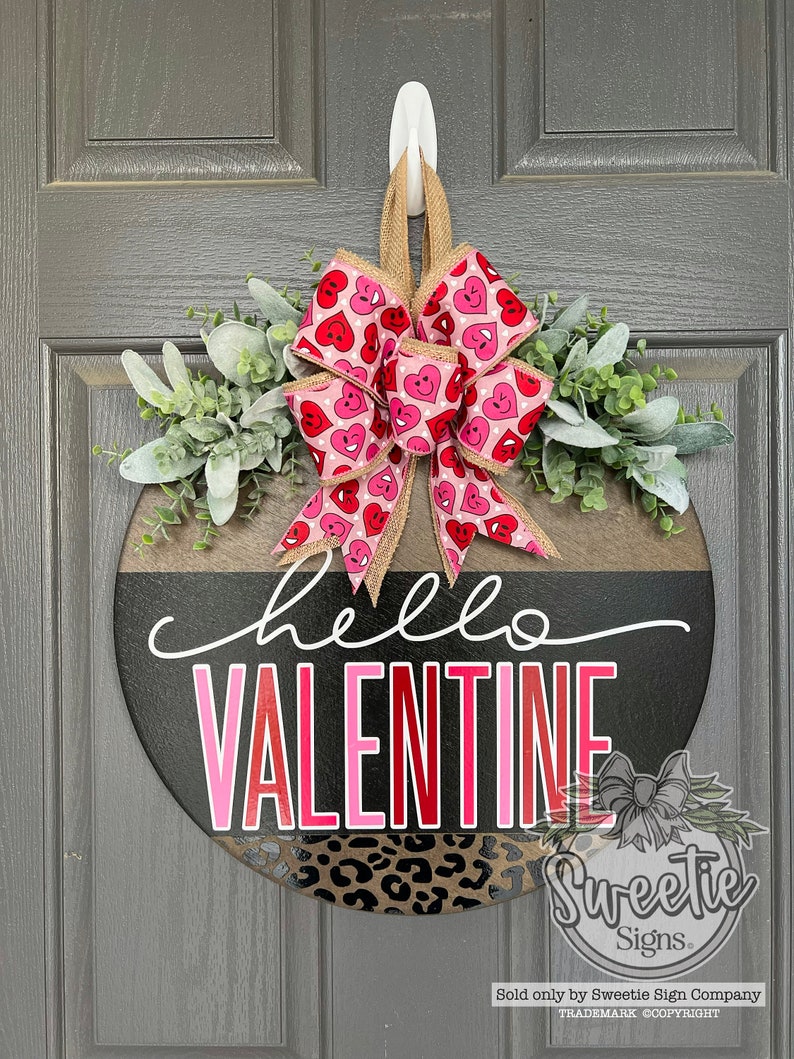 Valentines Front Door Decor Hello Valentine Valentines Wreath Valentines Door Hanger Valentine's Door Wreath Valentines Hanger image 7