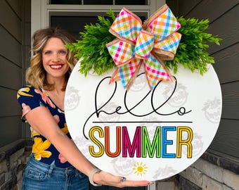 Summer Front Door Decor | Hello Summer | Summer Wreath | Summer Decor | Summer Sign | Front Door Wreath | Summer Door Hanger